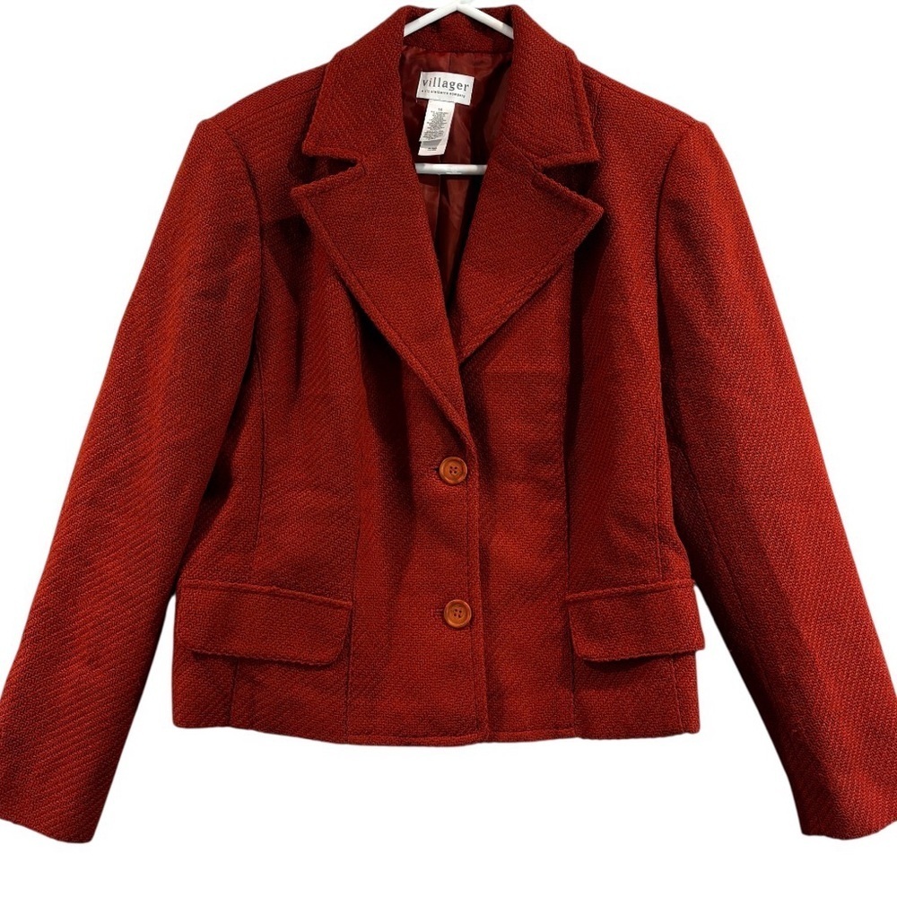 Rust Textured Blazer Fall‎ Layering Workwear Office Chic Size 16
